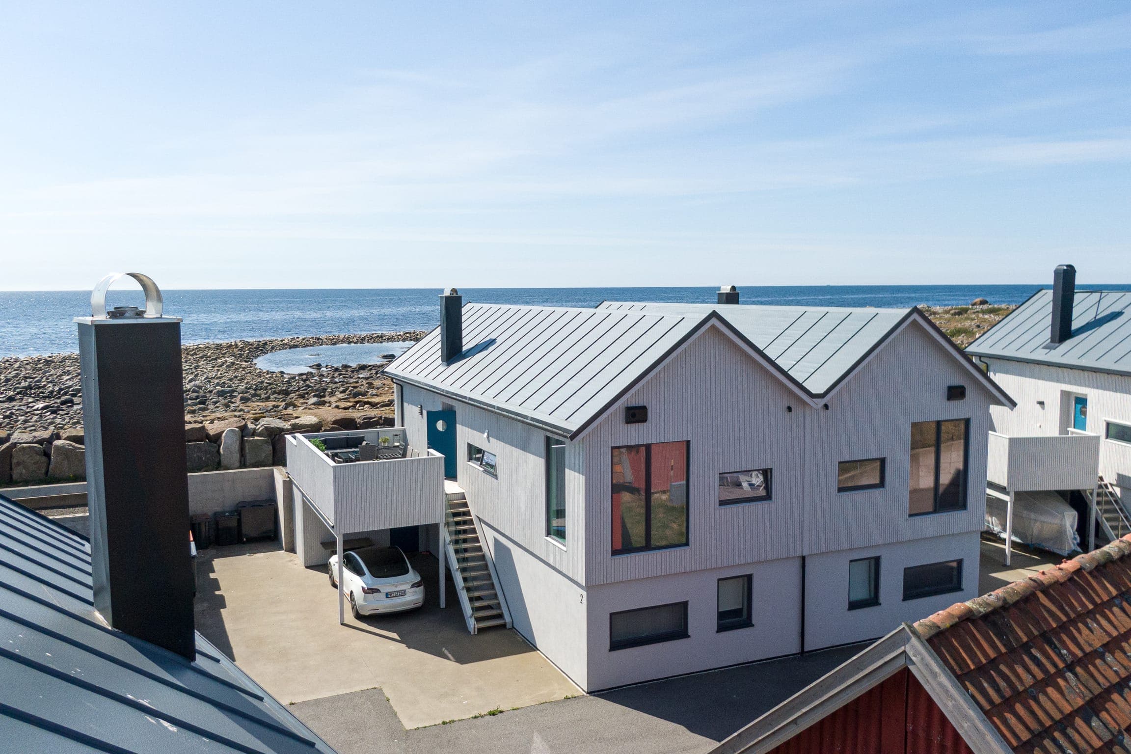 Ferienhaus in Borhaug an der Felsküste von Lista mit Blick auf das offene Meer