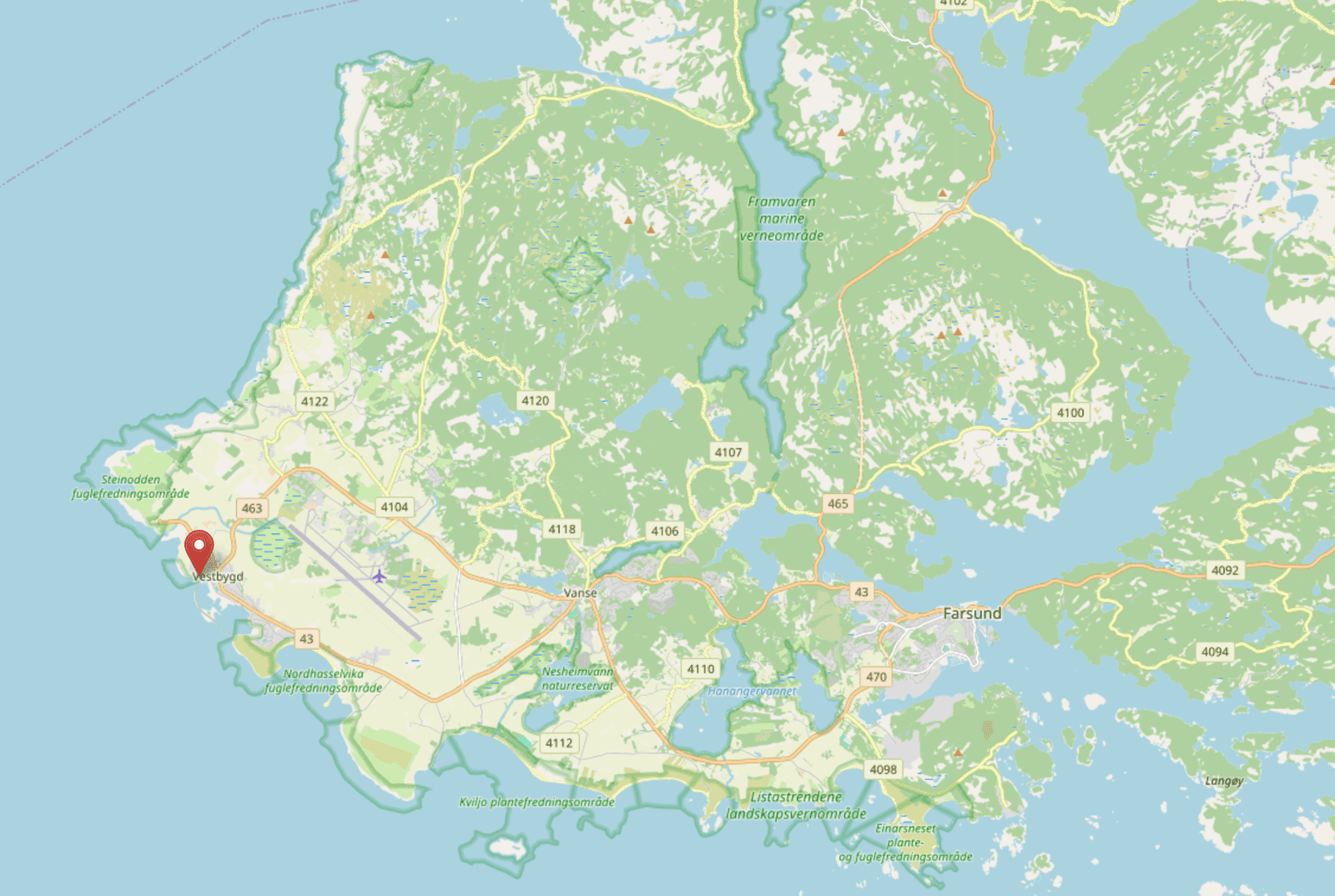 Karte: Lage von Maritim 2 in Borhaug, Farsund